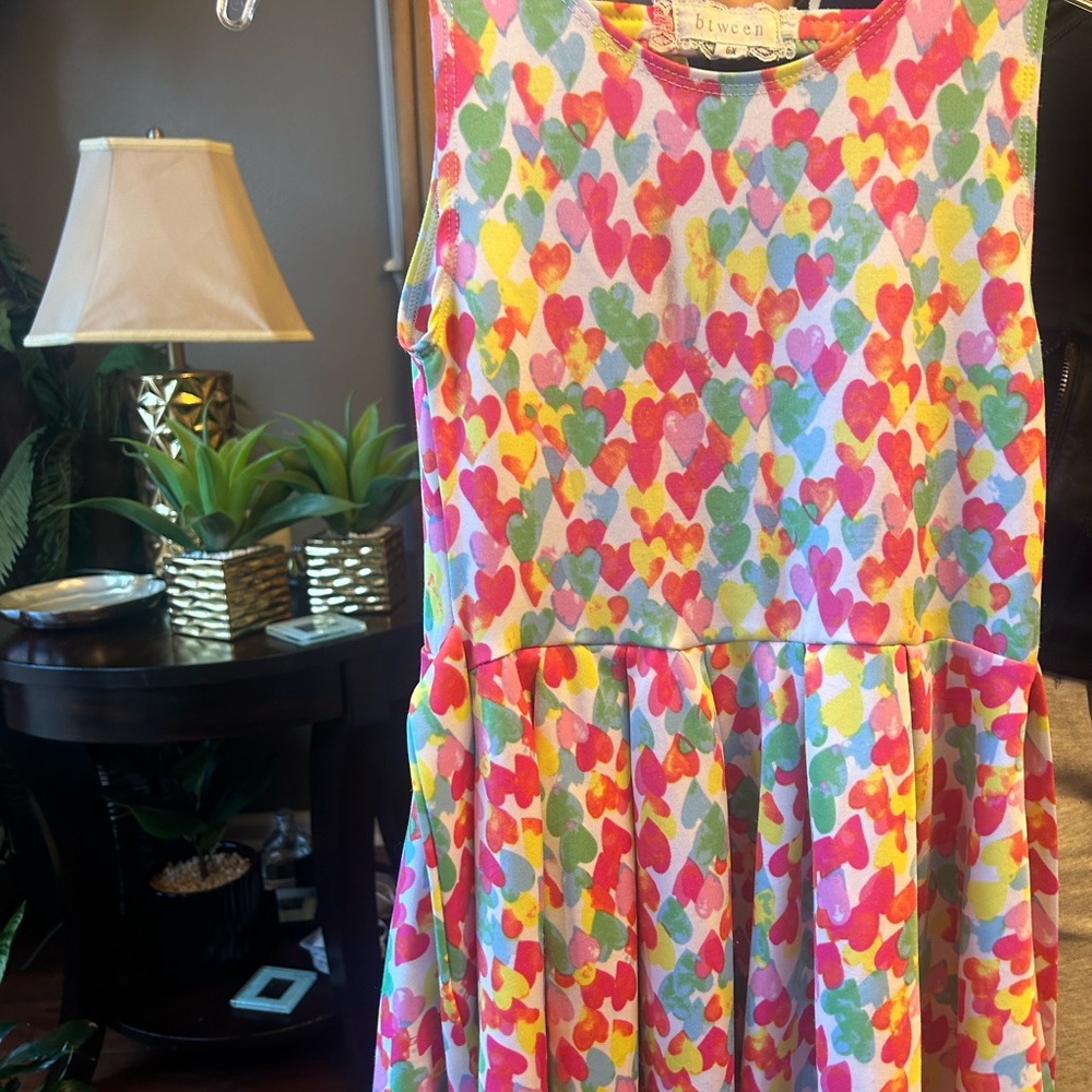btween Multicolor Heart Print Kids Dress